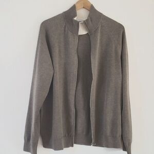 MANGO/MNG Men's Zipped Cotton Tan Cardigan, Size L